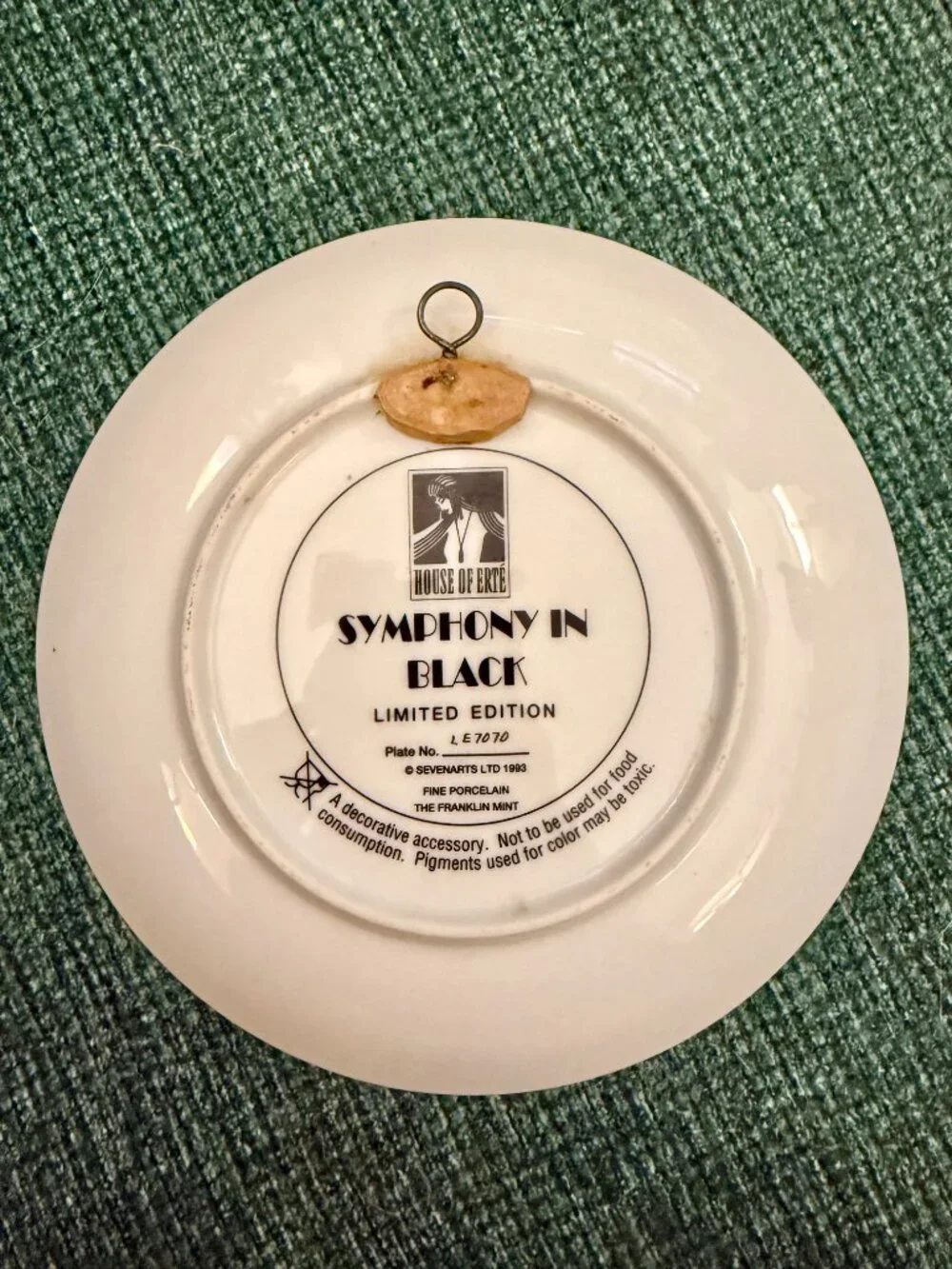 House of Erté Symphony in Black Franklin Mint Limited Edition Display Plate